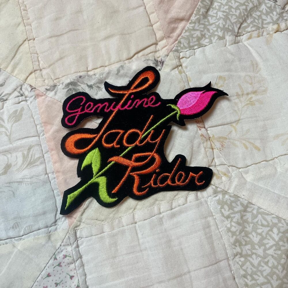 lady rider y2k iron on biker motorcycle patch